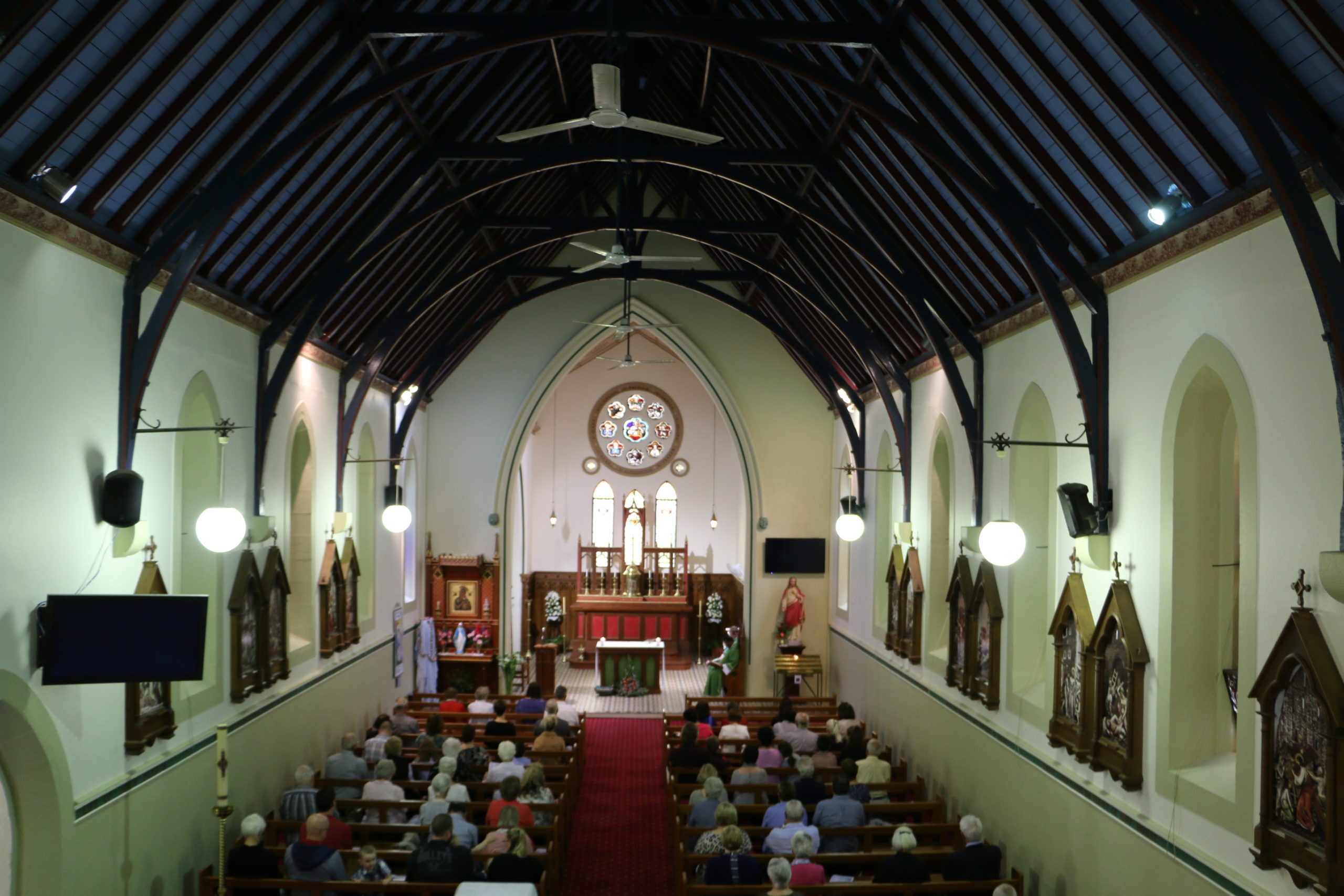 Inside St Patrick's Church Singleton from the choir loft