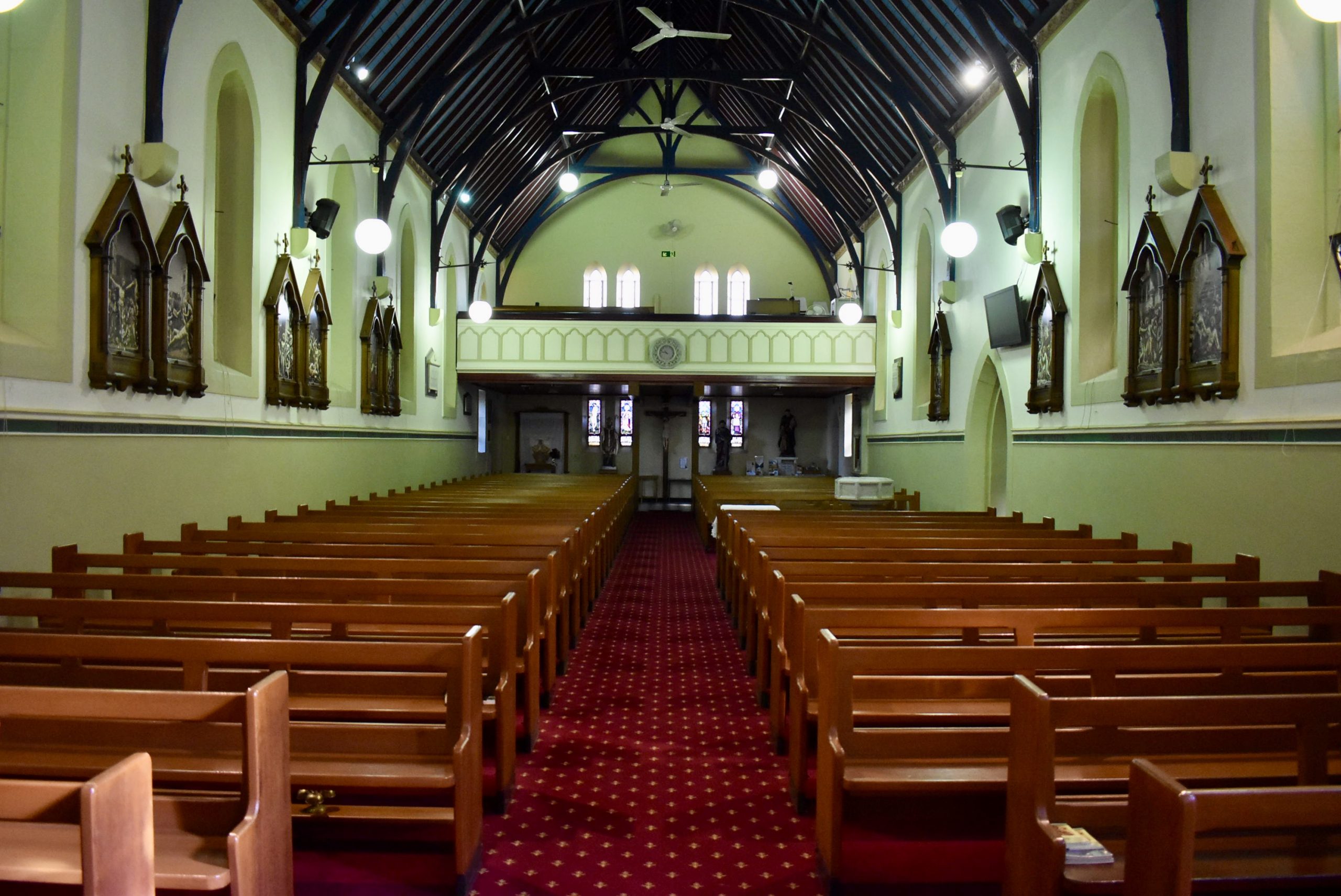 Inside St Patrick's Church Singleton from the front